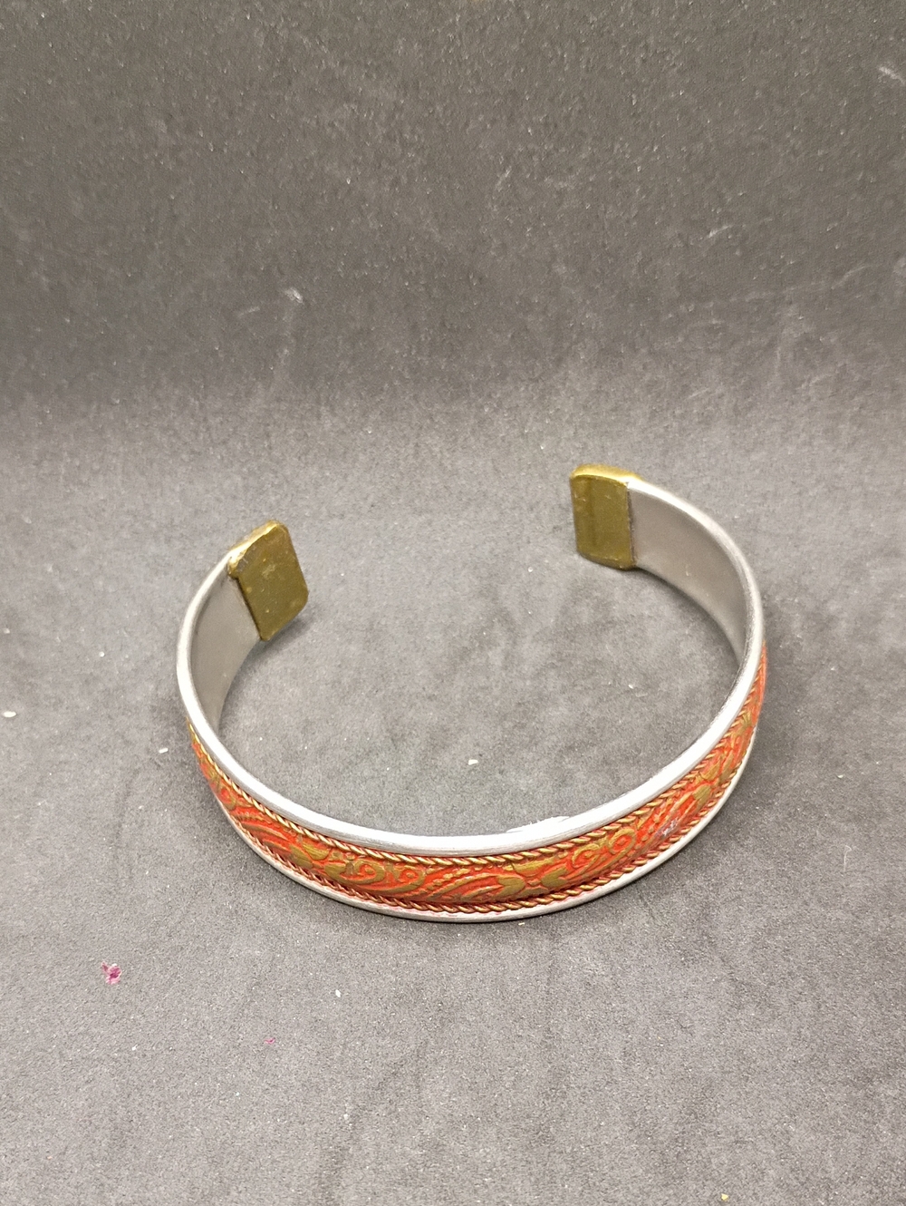 Handcrafted Orange Patterned Cuff Bracelet - Unbranded